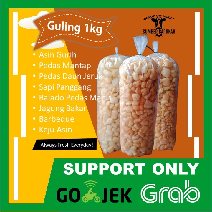 

Kerupuk Kulit Sapi Asli Matang Rasa Pedas Daun Jeruk 1kg Khusus Gojek dan Grab - Krupuk Rambak Sapi