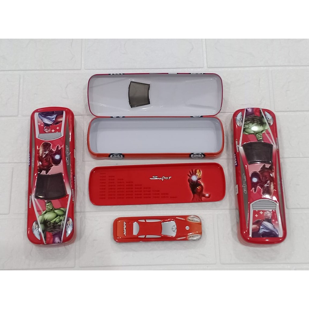 *AJS* KOTAK PENSIL KALENG BENTUK MOBIL / TEPAK PENSIL MOBIL + ANAK (SATUAN)