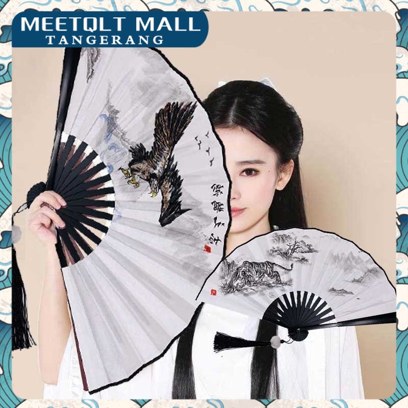 Kipas Lipat Sutra China / Kipas Lipat Cina / Kipas Tangan Lipat Gaya China Kuno