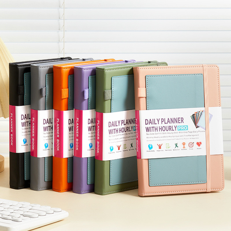 

400pages 2025 Planner with Practical Stickers, Undated Daily Weekly Organizer,Leather Cover with Card Slots