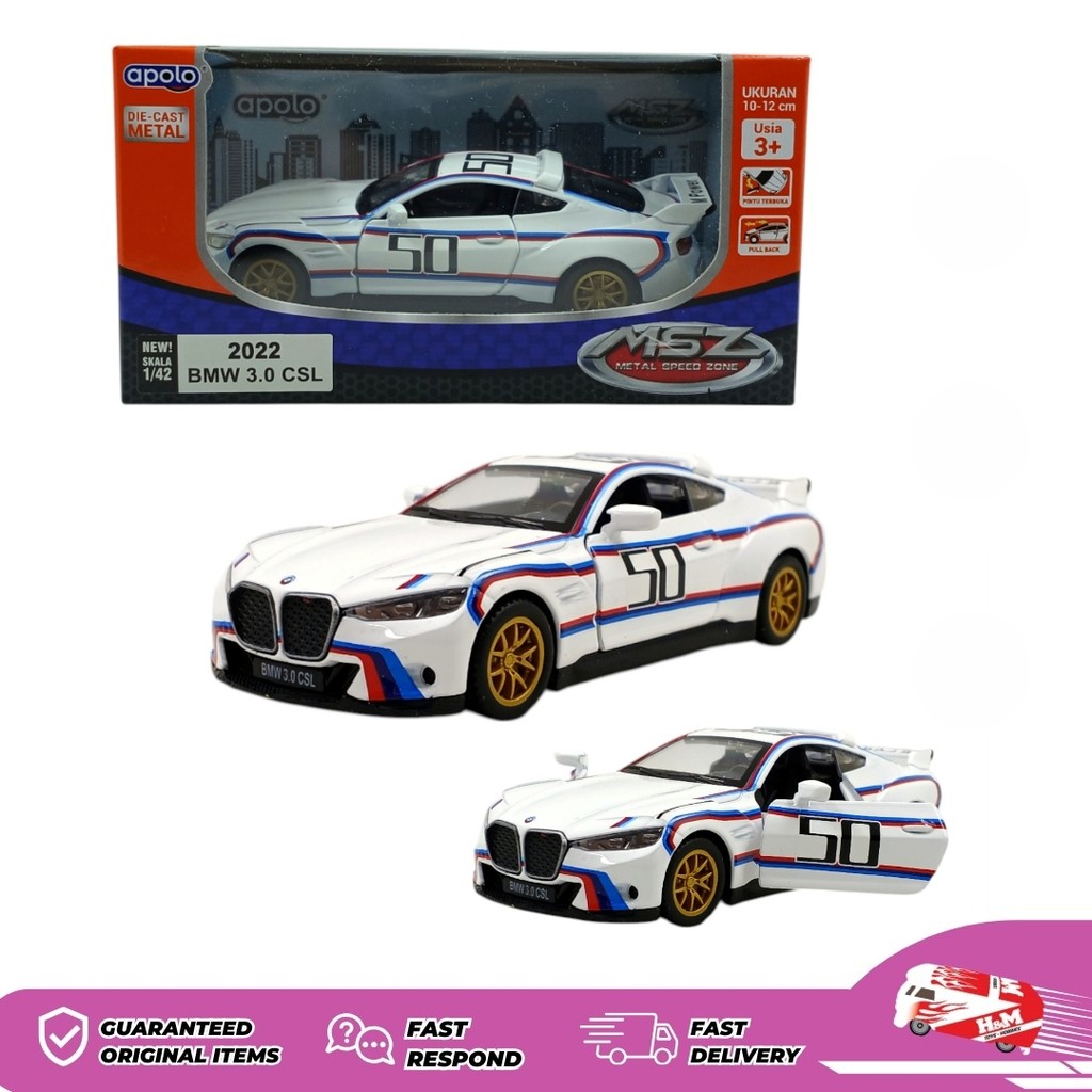 Diecast Apolo MSZ 2022 BMW 3.0 CSL Putih Livery