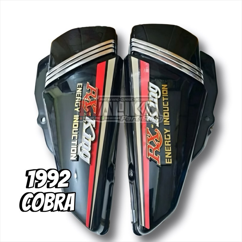 Cover Bok Dop Aki Tepong RX King 1992 Cobra Set Emblem Stiker Merah | Hitam List Best Seller