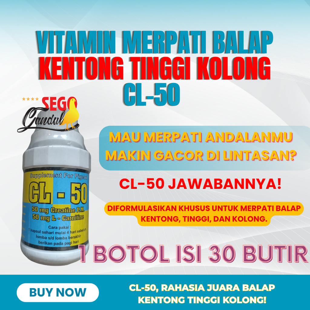Aristol Vitamin Doping Merpati Balap Kentong Tinggi Kolong CL-50 1 botol isi 30 butir