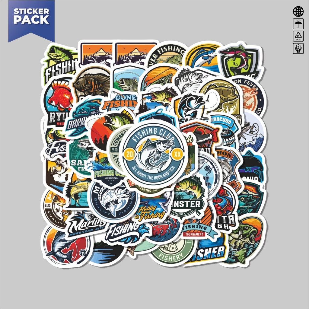 

[100PCS]Stiker Pack Stiker Logo Fishing [Memancing] Aesthetic Vinyl Anti Air Dekorasi Sticker Laptop Buku Journal Koper Helm Casing HP Gitar Helm Skateboard