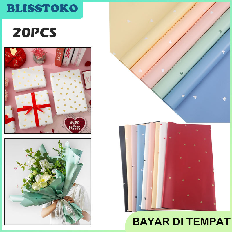 

Flower Wrapping Polkadot Cellophane/Kertas Bunga Buket Motif Love Garis
