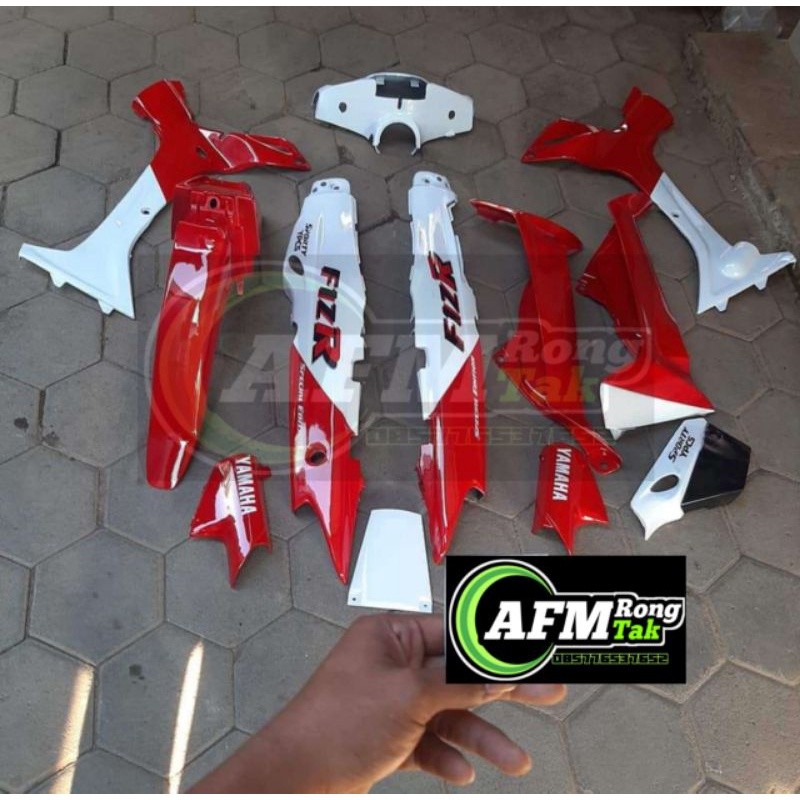 paket caver body set body set halus yamaha fiz r FIZ R model mallboro warna merah putih 01