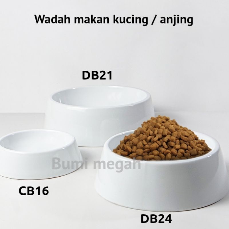 wadah hewan  / tempat makan kucing /tempat makan anjing keramik polos (Blanc) by indo keramik