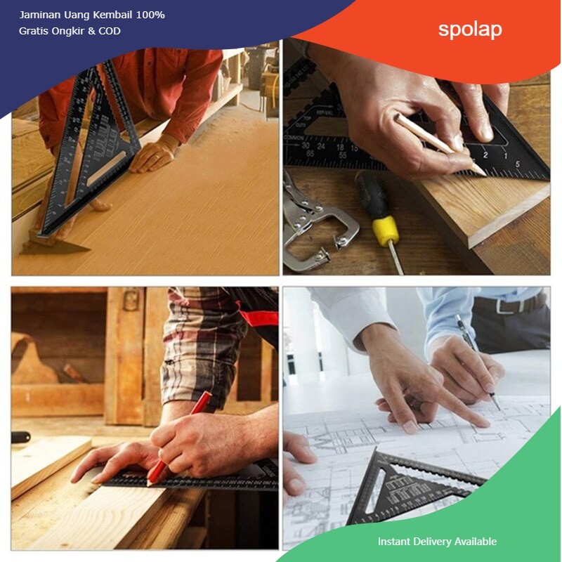 

Speed Square Aluminium / Penggaris Siku Sudut Segitiga / Right Angle Kayu