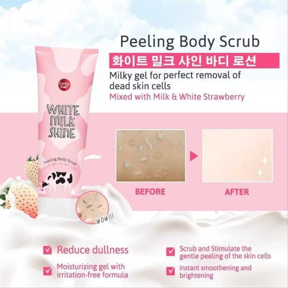 White milk shine peeling body scrub luluran tubuh thailand