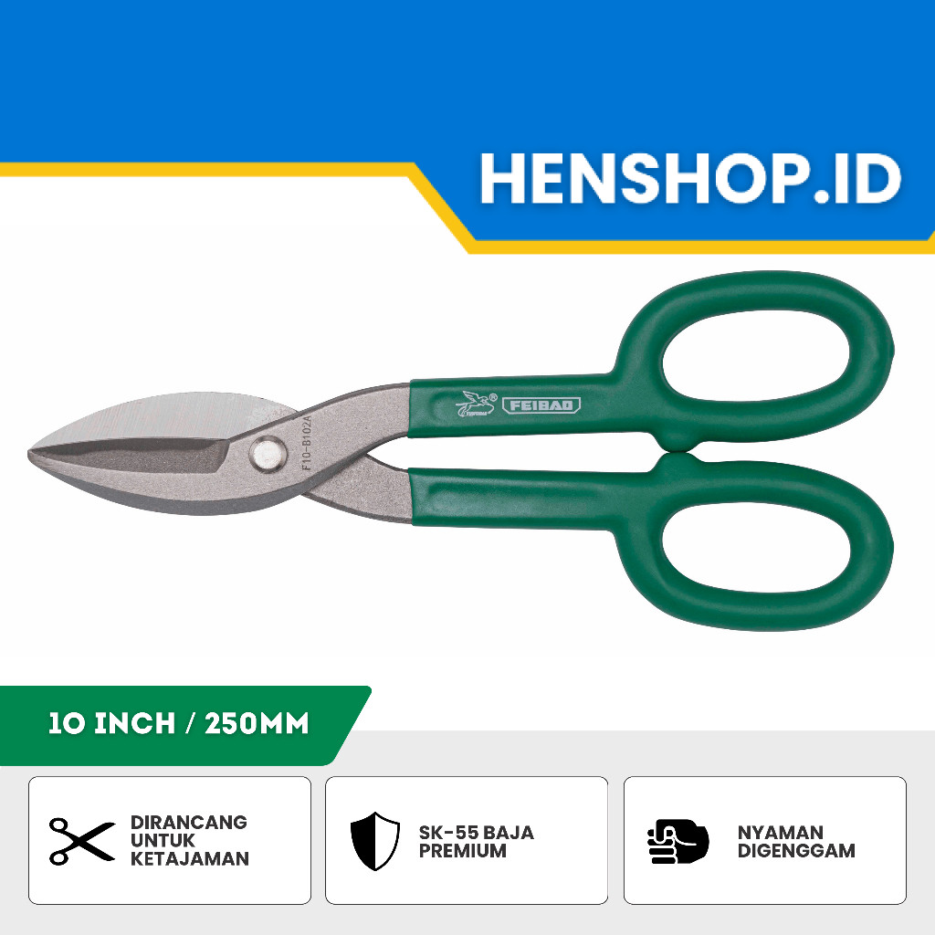 

Feibao Gunting Seng 10 Inch / Gunting Besi / Tin Snip / Tin scissors 10 Inch / Tools / Alat Perkakas / F10-B102A
