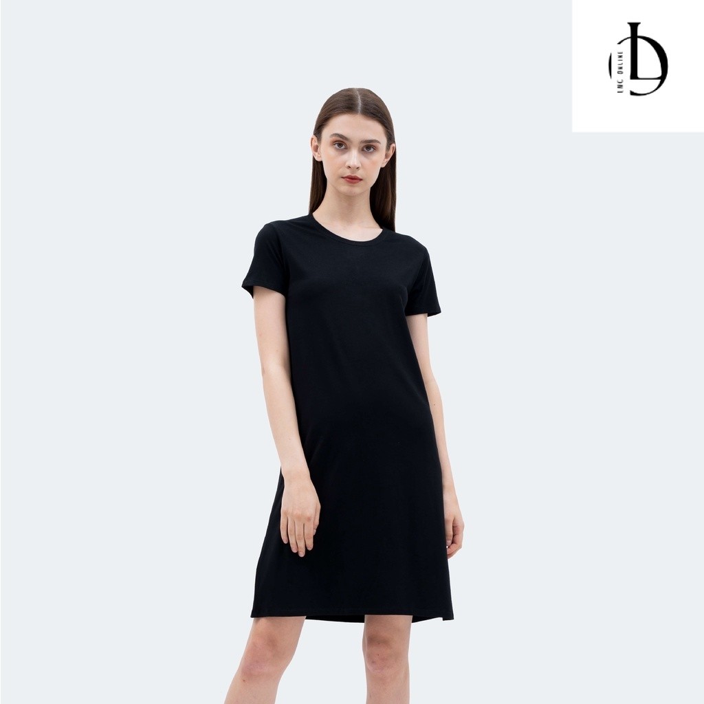 Dress Lengan Pendek Kaos Polos Rayon Spandek Kasual Wanita Premium
