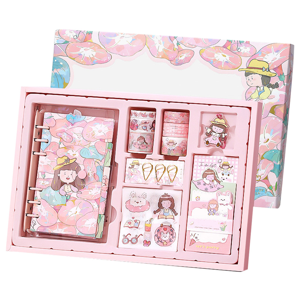 

94pcs/set Journal Kit Set Gift Box / Paket Set Agenda / Notebook lucu/diary lucu / Buku Tulis Catatan Karak