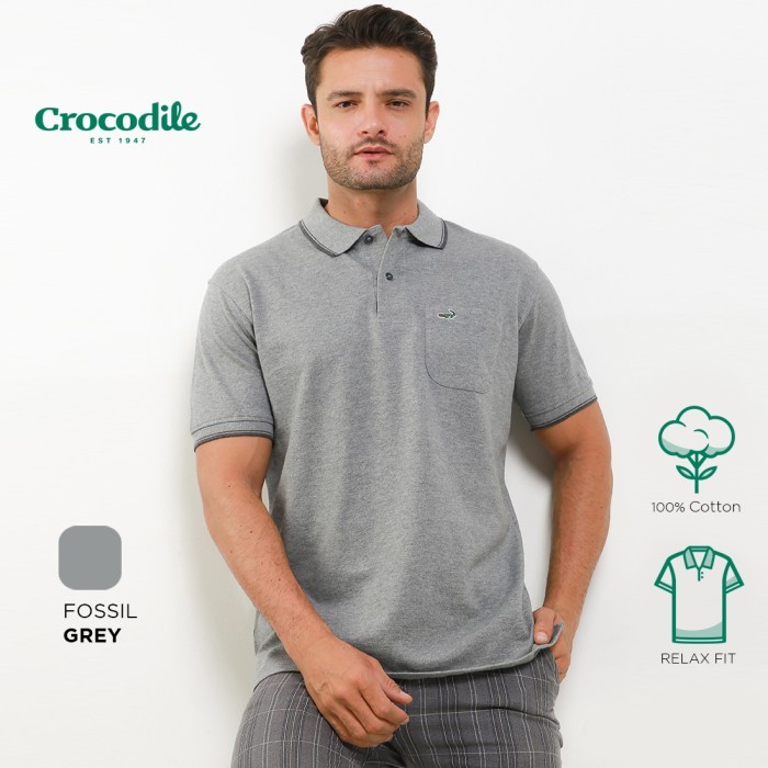 laris -Crocodile CRCOLE 4 - Kaos Polo Pria Original - Katun - Smoke, L