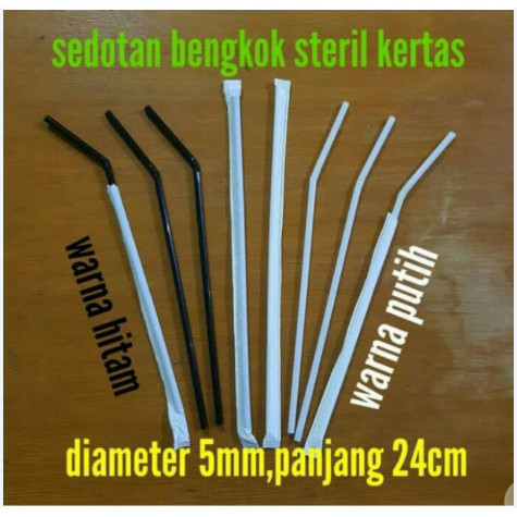 Sedotan Bungkus Kertas Warna Hitam / Putih - 500 Pcs- Sedotan Steril Kertas - Sedotan bungkus kertas