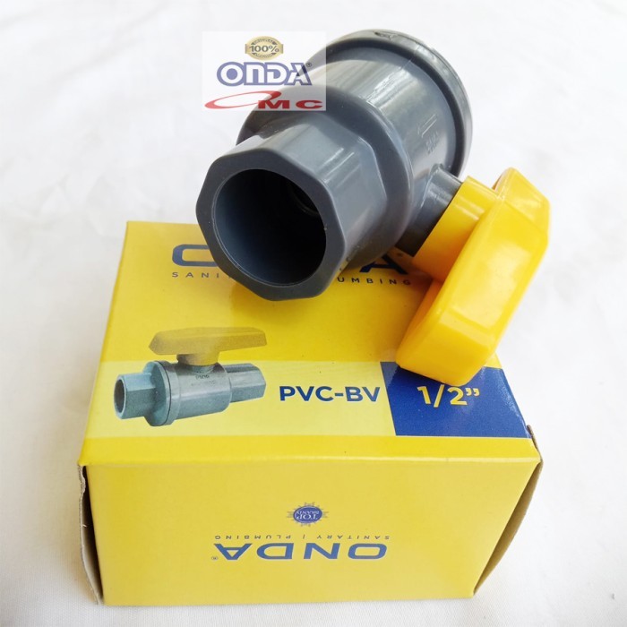 Harga 1pc Ball Valve Bal Bol Brass Stop Kran Keran PVC 1/2 Inch ONDA PVC-BV-1P2