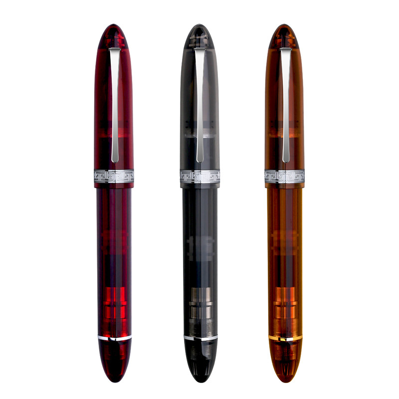 

Majohn V60 Triangular Piston Resin Fountain Pen Transparent Red Ink Writing Pen School Office Business Stationery Supplies Gift