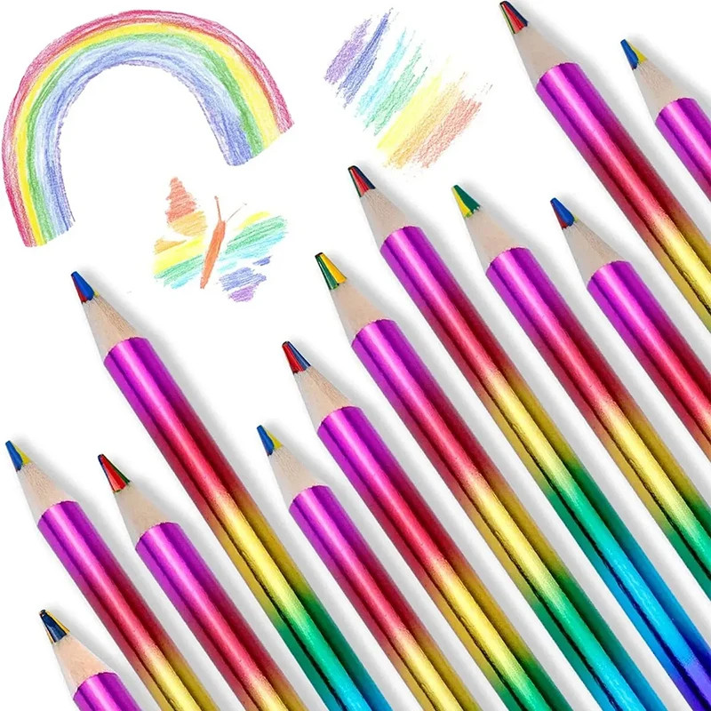 

12Pcs Rainbow Colored Pencils Sketching Painting Crayon for Kids Birhthday Party Favors Back To School Gift School Supplies