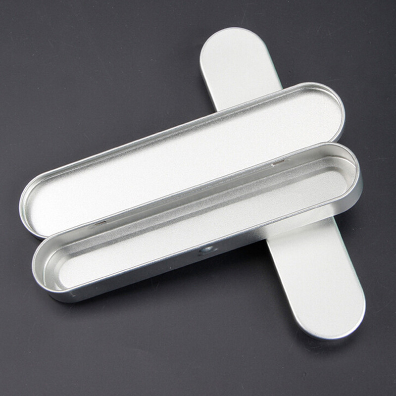 

1Pcs Metal Rectangle Horses mouth Tin Box fountain Pen Box Case Stationery Organizer School Office Use Transparent