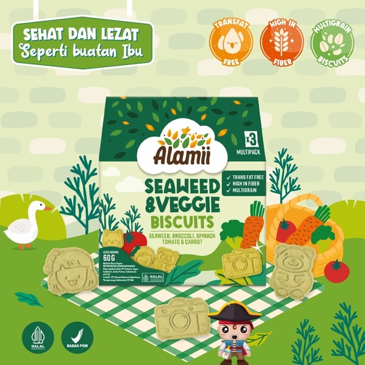 

Alamii Multigrain Biscuits - Seaweed & Veggie 60gram