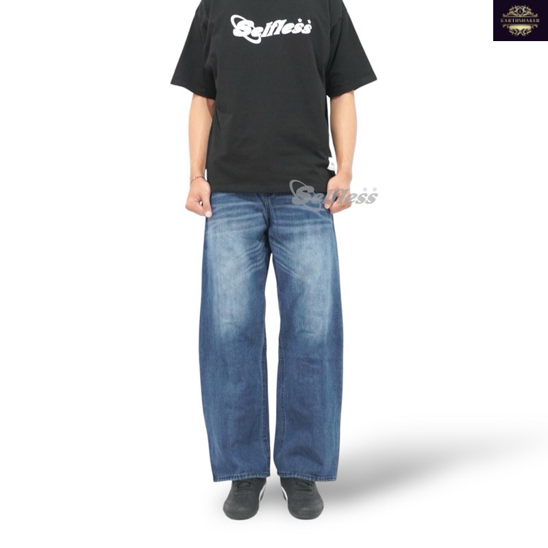 SELFLESSANDCARE - Celana Denim Fade Loose Fit Selvedge Wash Spray Whisker Fading