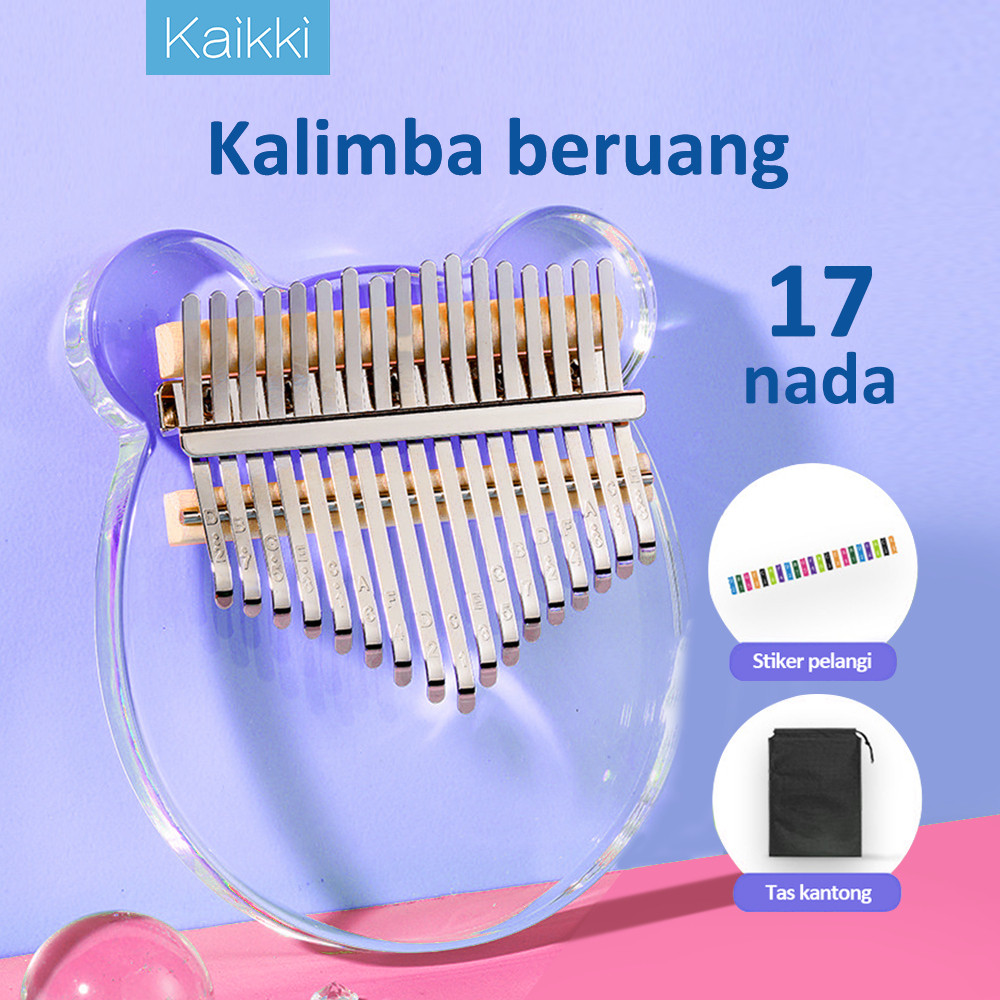BD50 KAIKKI Bear Kalimba 17 keys -  21 keys - Acrylic - Alat Musik Kalimba