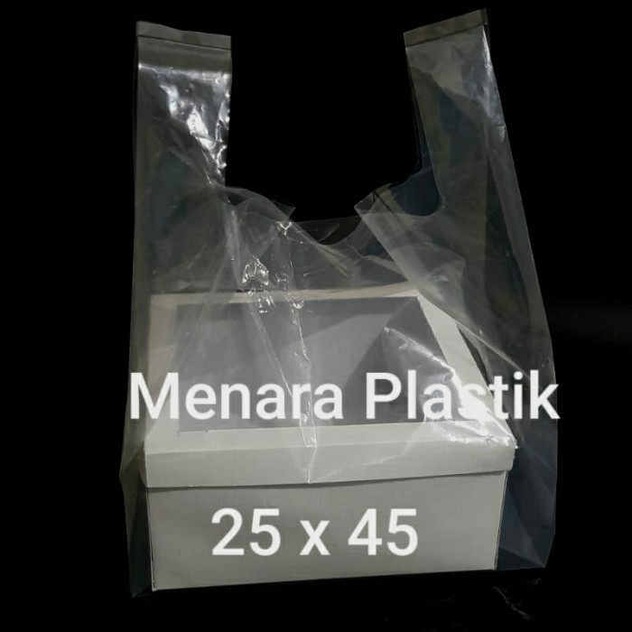 

Kantong Plastik/ Kresek PE Bening Transparan Uk25x45 alas 20x20 Isi 50