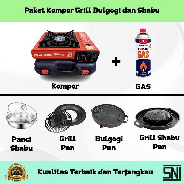 CV53ER Kompor Portable Paket Barbeque Grill Paket Suki Shabu Plus Tabung Gas Paket Kompor Grill Shab