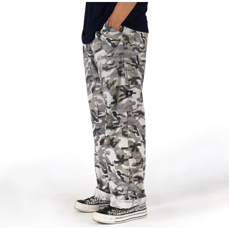 ZR56UH Celana Loreng Carventer Pants Vintage Wide Leg Gombrong Loreng - Carpenter Camo of white - Pr