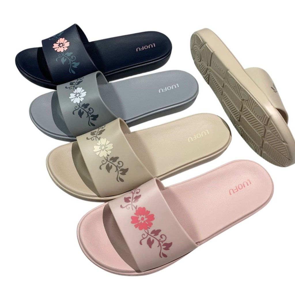 DT Luofu Sandal Selop Karet Bunga Wanita Import Ringan E7172-BRE179 (D7)