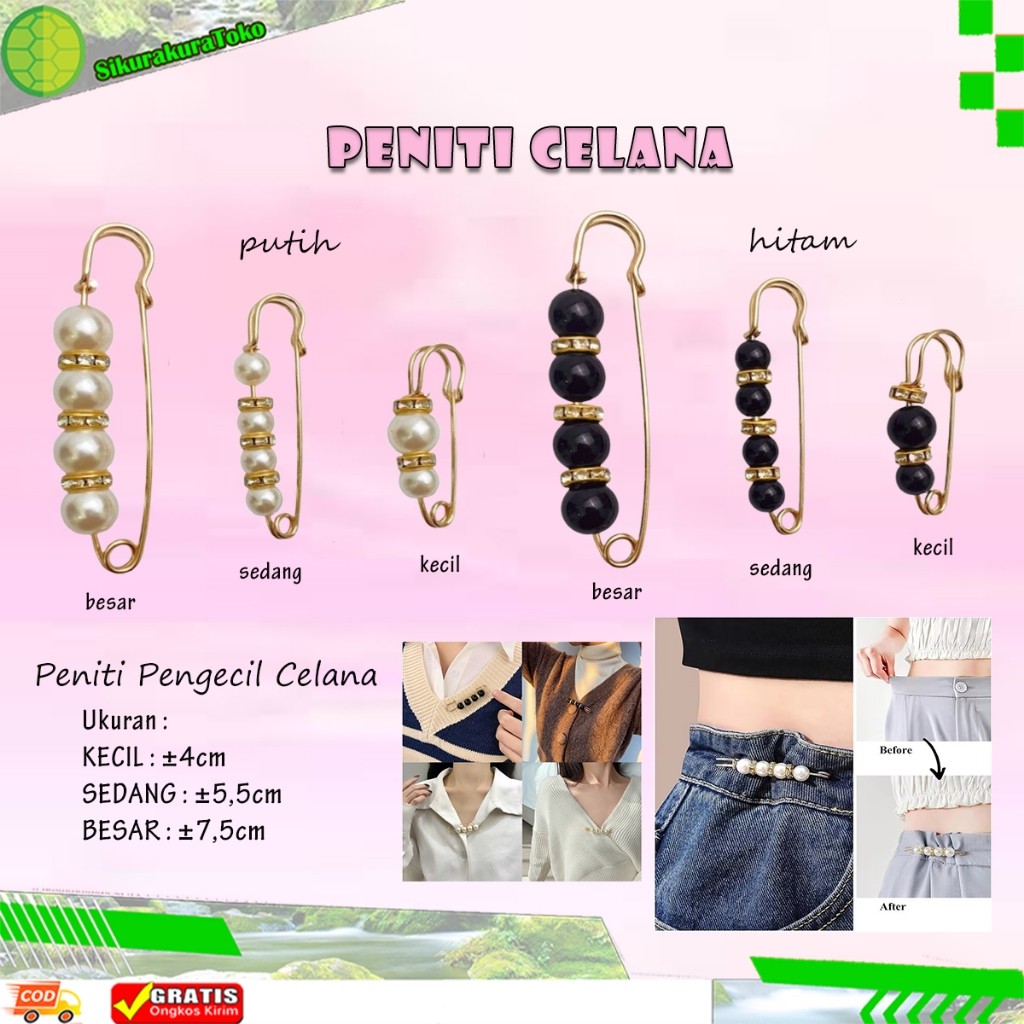 (skr) Penjepit Peniti Pengecil Celana Kedodoran Pin Pengait jeans lingkar pinggang bross kancing kai