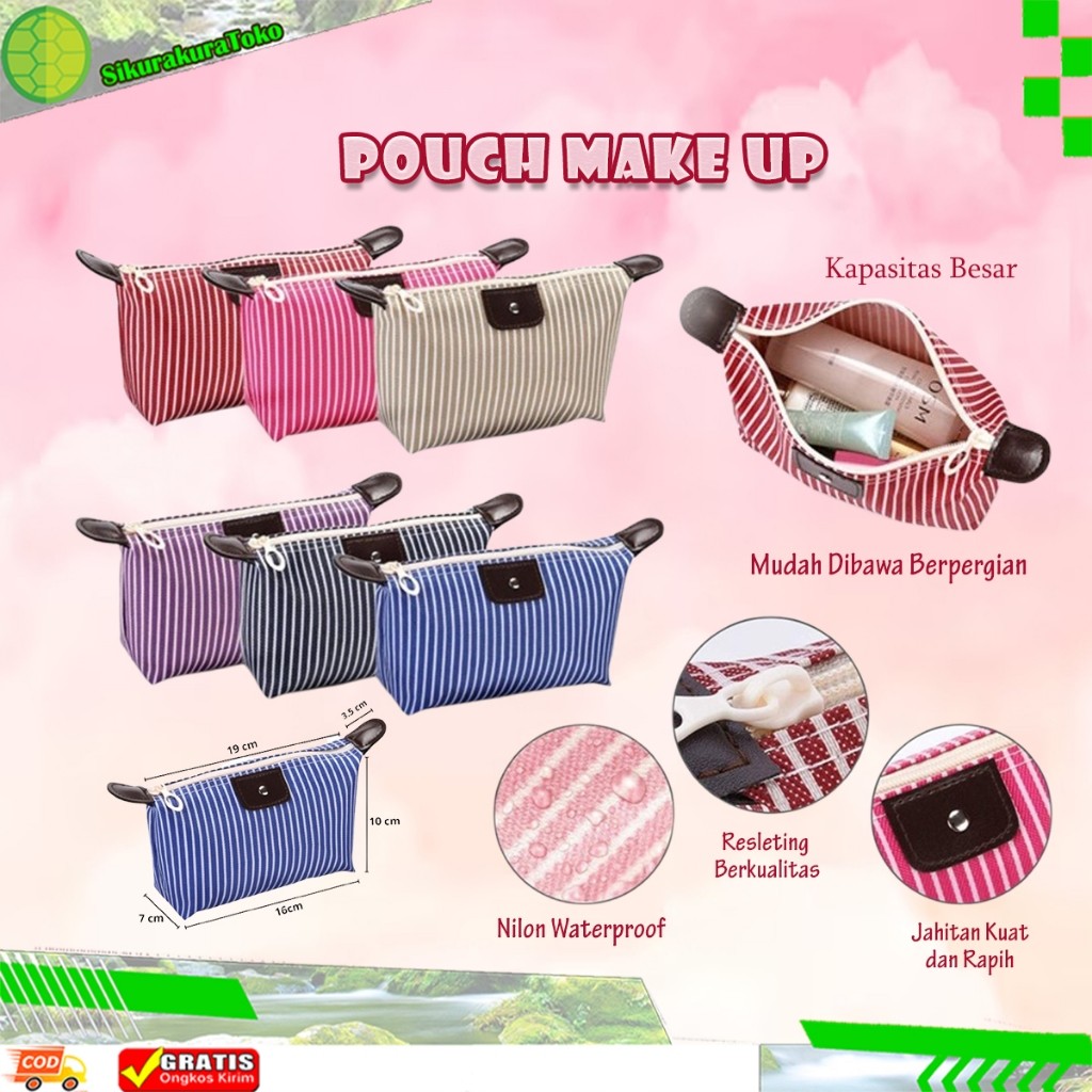 (skr) Tas Pouch Make Up Organizer Aksesoris Traveling poch travel kosmetik dompet bedak warna motif 