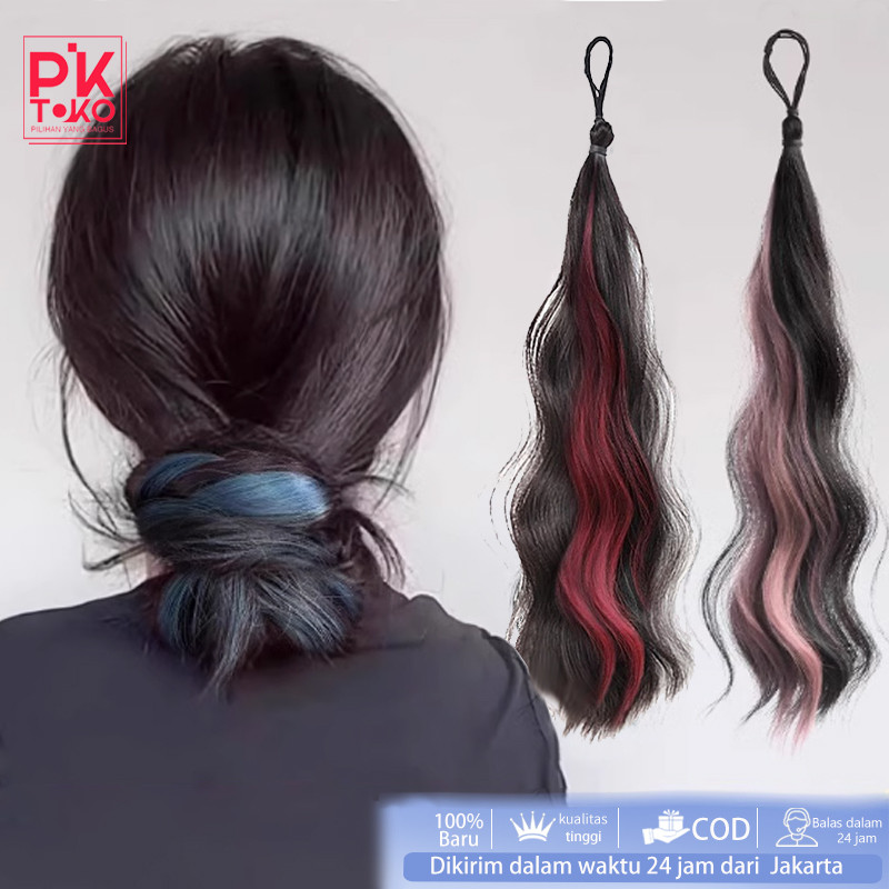 Ekor Kuda Wig Warna Warni Ikat Rambut Palsu Hair Extension Rambut Panjang Ekor Kuda Tinggi