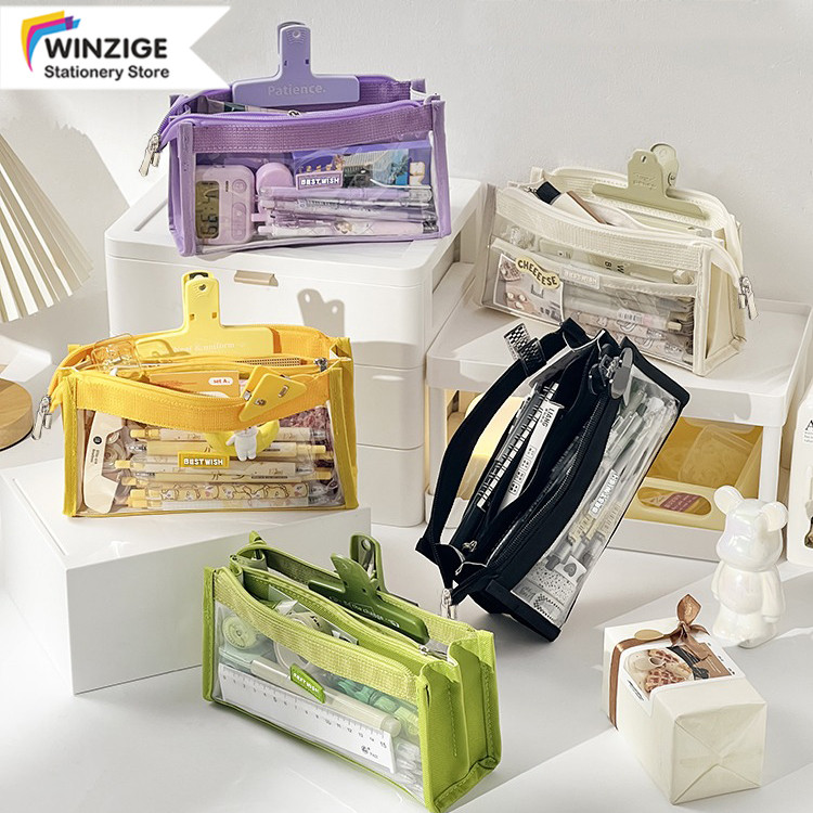 

Winzige kotak pensil transparan aesthetic large tempat pensil pen pouch pencil case lucu stationery organizer alat tulis school stuff