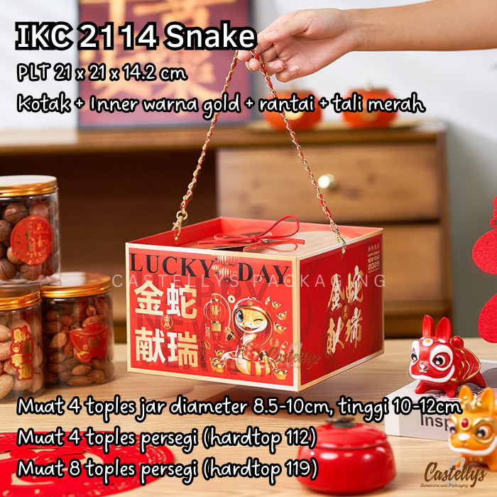 

IKC 2114 Kotak Box Imlek Snake Ular Toples Kue Kering Bolu Lapis Nastar Cookies Hampers CNY