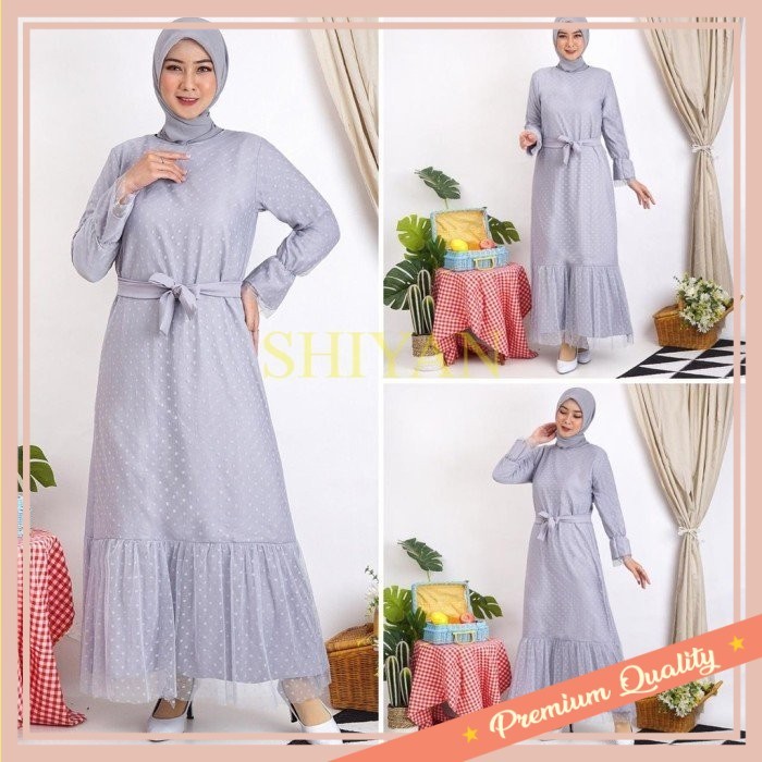 Baju Lebaran Murah Idul Fitri Model Terbaru kekinian /Busana Muslim Premium Gamis Helwa Tile Maxi Dr