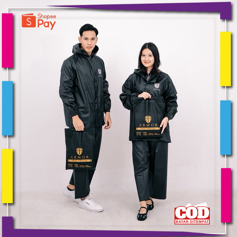 [PREMIUM BAHAN TEBAL] JAS HUJAN ARMOR Pria Wanita Dewasa Bahan Karet Tebal