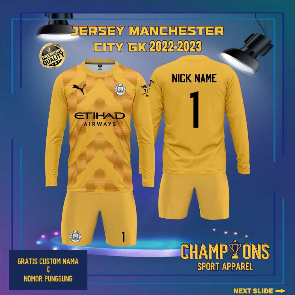 Jersey Klub MANCHESTER CITY 3 2022-2023 Lengan Panjang  Liga Champions UEFA - Free custom nama & nom