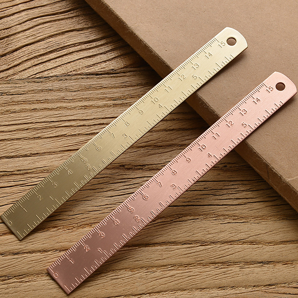 

15cm Brass Straight Ruler for School Office Stationery Metal Painting Drawing Tools Rose Gold Measuring Ruler Bookmark
