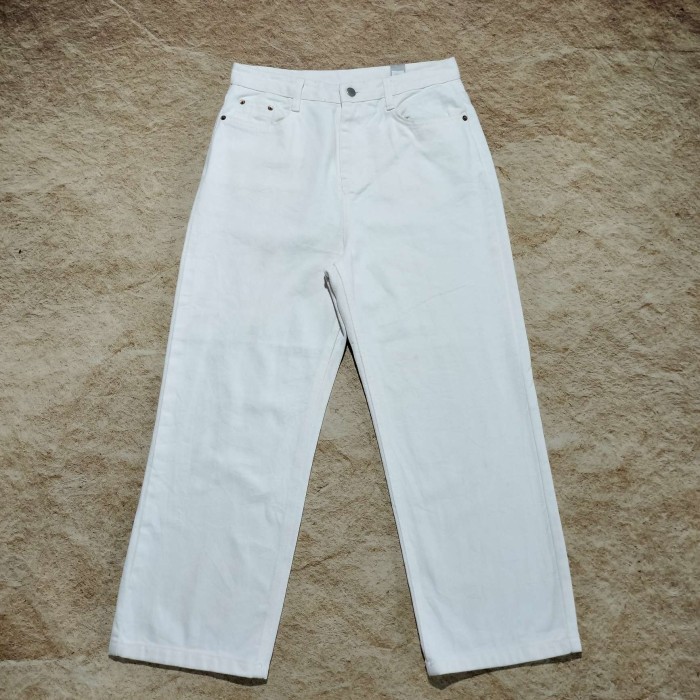 celana jeans putih tulang NON celana kulot wanita bagy hight waist murah bagus size 31