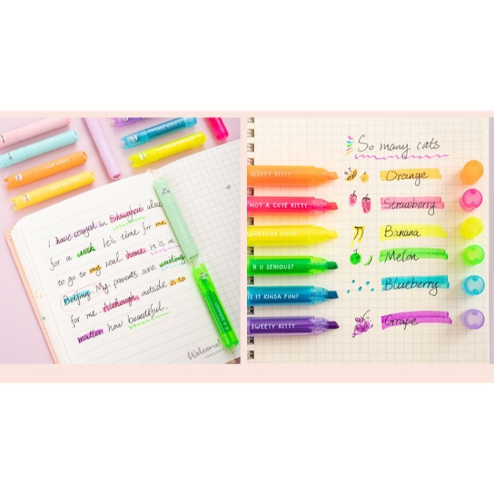 

Highlighter Textliner Mini M&G So Many Cats 6 Warna Translucent - M&G Translucent