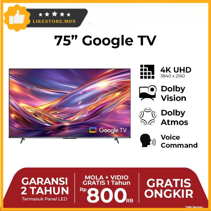 POLYTRON 4K UHD Smart Google TV 75 Inch PLD 75UG5959