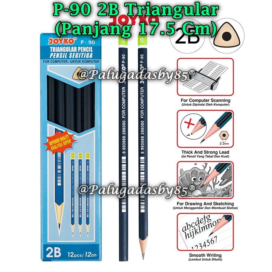 

(1 Pak/12) GROSIR Pensil JOYKO P-90 2B Triangular Grip / Pencil Pensil Joyko P-90 2B (Pak/12)