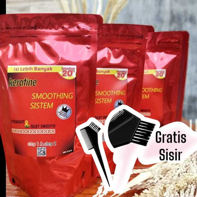 Keratine Smothing Sistem Pelurus dan Pelembut Rambut Step 1 & Step 2/ Obat Rambut/ Obat Rebonding