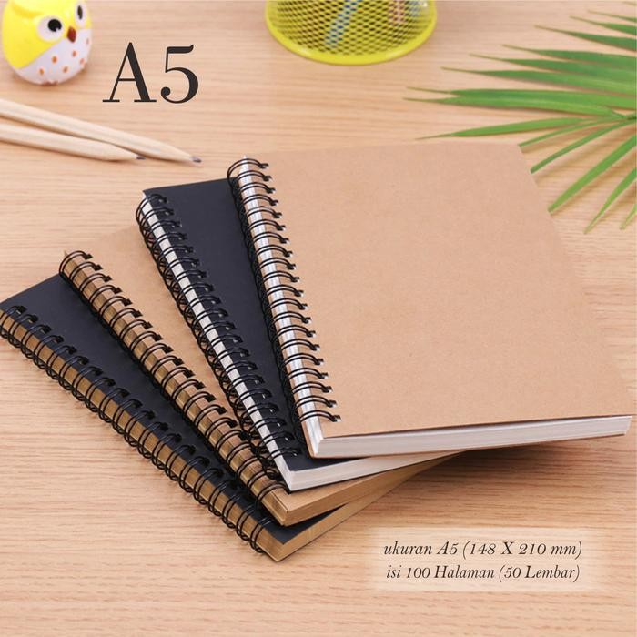 

TERLARIS! Buku A5 Notebook / Sketchbook - Buku catatan Notes Book Diary spiral Paper - Sampul Coklat