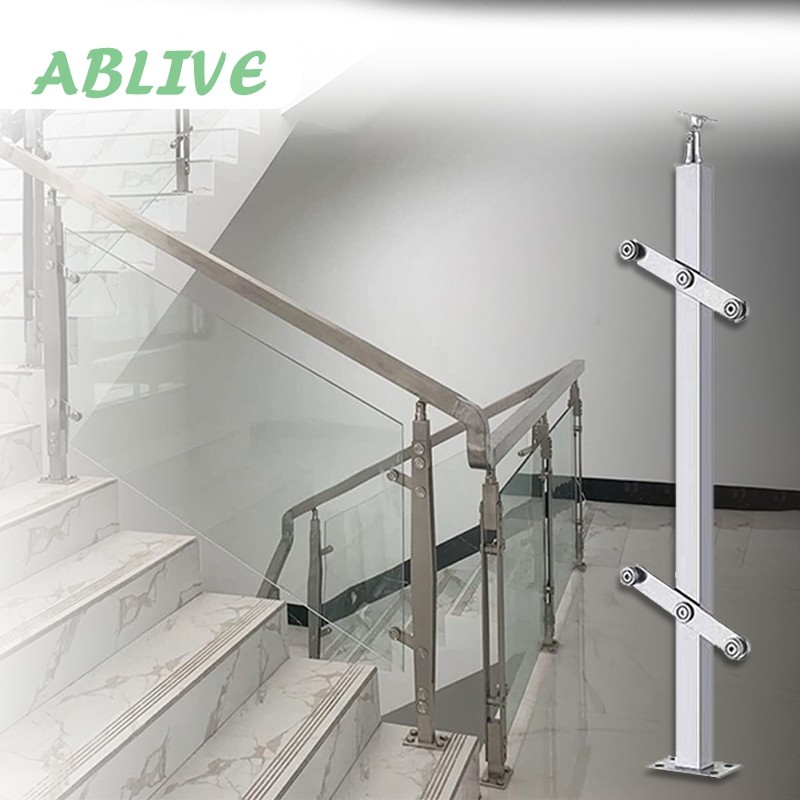 85cm Railing Tangga Kaca Hollow SUS 201 Railing Tangga Stainless Kaca Minimalis Tiang