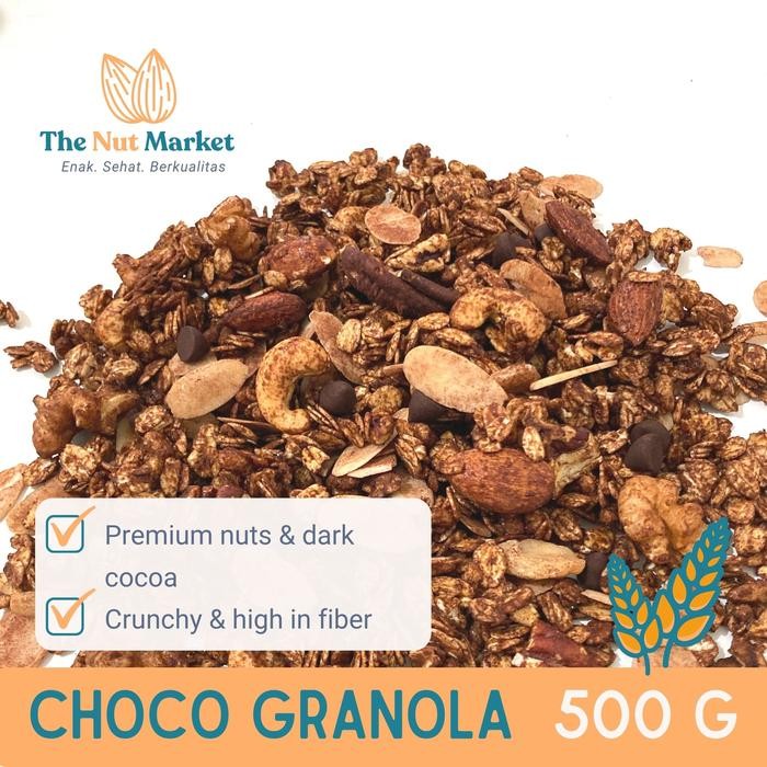 

[[Promo]] Choco Granola 500 gram with Premium Nuts & Dark Cocoa - 500 gram