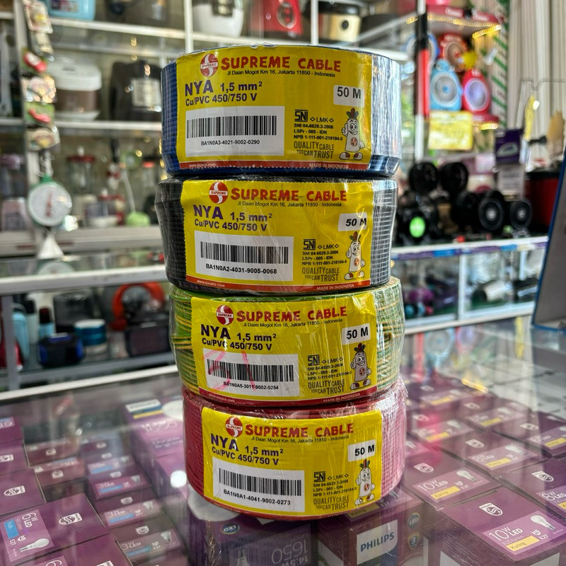 SUPREME NYA 1,5x50 1,5mm 50mtr 1.5 mm 50m Kabel Engkel Hitam Merah Biru Kuning hijau
