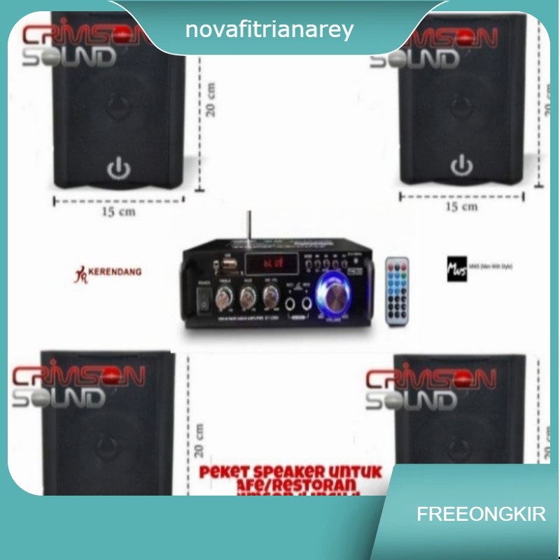 Paket Cafe Speaker Crimson 4 Titik Ampli Crimson USB BLUETOOTH Radio
