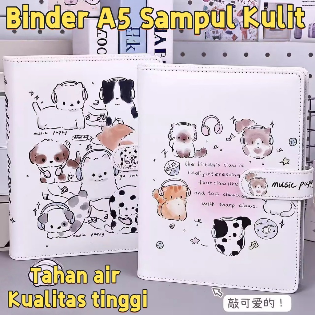 

Binder A5 Sampul Kulit PU 6 Ring Loose-Leaf Star-Chasing Sampul Empat Kisi Kartun Buku Kartu Penyimpanan yang Dapat Dilepas