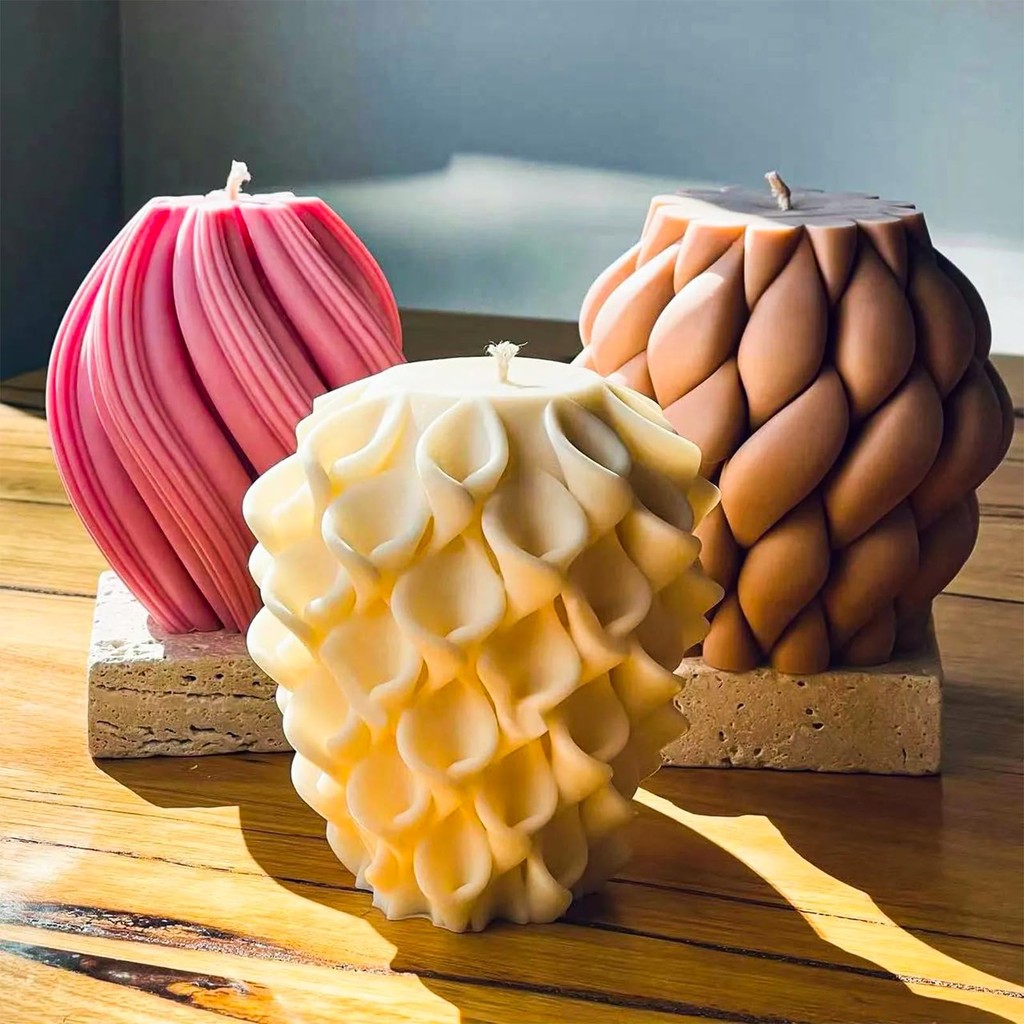 

3D Rotating Column Candle Silicone Shape Geometric Wave Wax Shape For DIY Candle Making Gifts